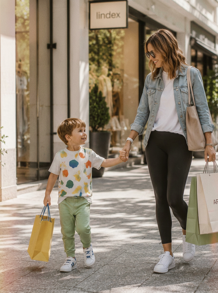 A mother and child shopping together